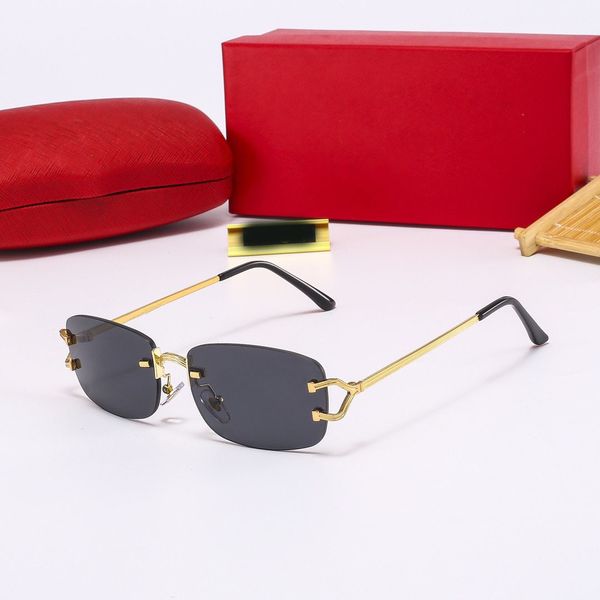 Fashion Men Womens Rimless Optical Frameless Rectangle Sunglasses Classic Luxury Designers Gold Metal Wooden Legs Unisex Car Cycling Travel Eyewear With box C1
Fashion Men Womens Rimless Optical Frameless Rectangle Sunglasses Classic Luxury Designers Gold Metal Wooden Legs Unisex Car Cycling Travel Eyewear With box C1