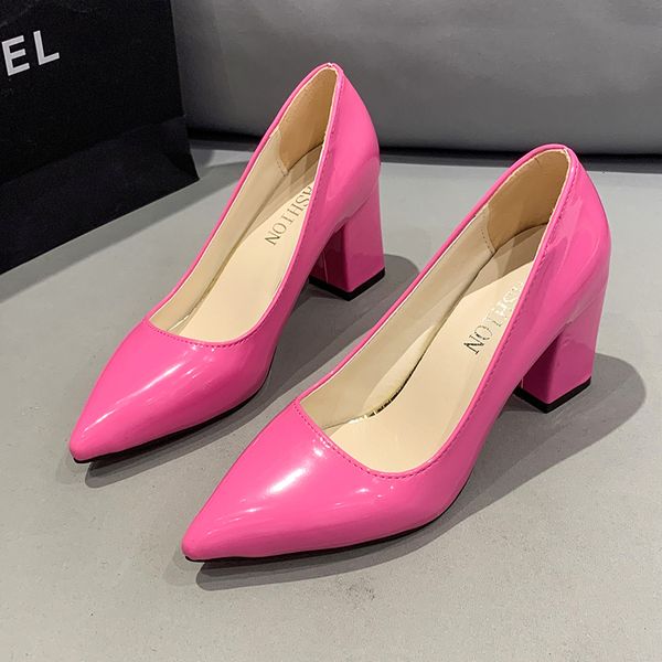 dress shoes women's high heels shoes spring summer candy colors pu leather chunky heel female pumps pointed toe party dress high heels, Black
dress shoes women's high heels shoes spring summer candy colors pu leather chunky heel female pumps pointed toe party dress high heels, Black