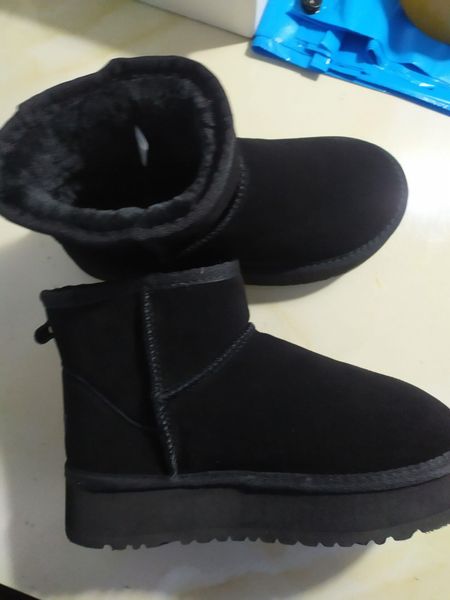 women's fur snow boots classic designer fluffy fur booties genuine suede leather s5854 platforms boots, Black
women's fur snow boots classic designer fluffy fur booties genuine suede leather s5854 platforms boots, Black