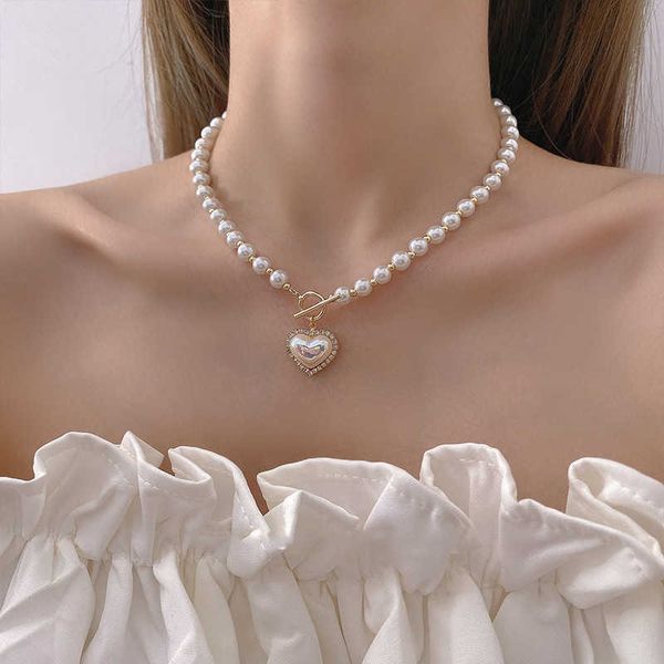 light luxury pearl love necklace women's summer new fashion niche design sense clavicle chain versatile neck, Silver
light luxury pearl love necklace women's summer new fashion niche design sense clavicle chain versatile neck, Silver