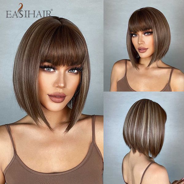 synthetic wigs easihair brown short bob hair wig blonde highlight natural synthetic s with bangs for women daily cosplay heat resistant 2302, Black
synthetic wigs easihair brown short bob hair wig blonde highlight natural synthetic s with bangs for women daily cosplay heat resistant 2302, Black