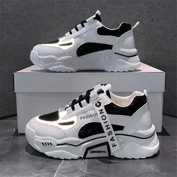 dress shoes fashion spring reflective platform sneakers women shoes korean lace up chunky sneakers mixed color women's vulcanize shoes, Black
dress shoes fashion spring reflective platform sneakers women shoes korean lace up chunky sneakers mixed color women's vulcanize shoes, Black