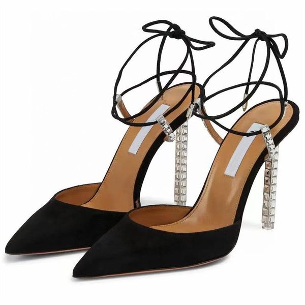 aquazzura crystal decorative high heeled sandal 11cm rhinestone -encrusted strap spool heels sky-high heel for women summer luxury designers, Black
aquazzura crystal decorative high heeled sandal 11cm rhinestone -encrusted strap spool heels sky-high heel for women summer luxury designers, Black