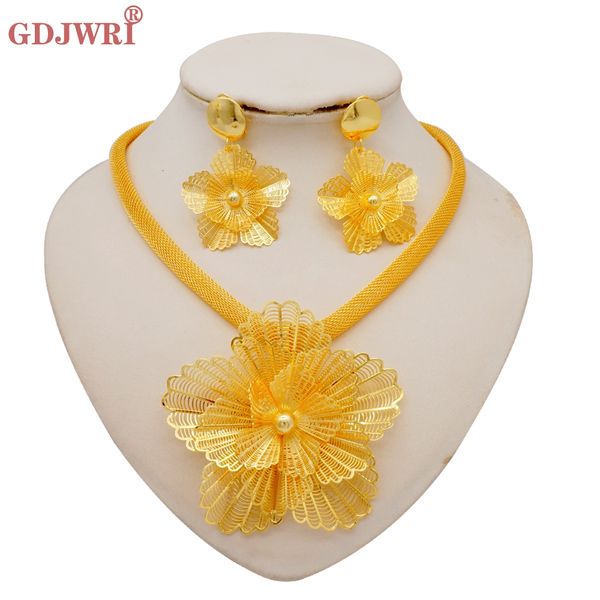 wedding jewelry sets fashion dubai gold color jewelry set for women luxury big flower pendant necklace earrings weddings gifts bridal access, Slivery;golden
wedding jewelry sets fashion dubai gold color jewelry set for women luxury big flower pendant necklace earrings weddings gifts bridal access, Slivery;golden