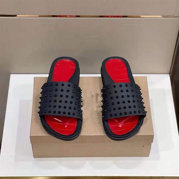 luxurys slipper men rivets shoes red soles sandals women designers flat slides loubi flip flops pool fun paris summer beach l2719, Black
luxurys slipper men rivets shoes red soles sandals women designers flat slides loubi flip flops pool fun paris summer beach l2719, Black
