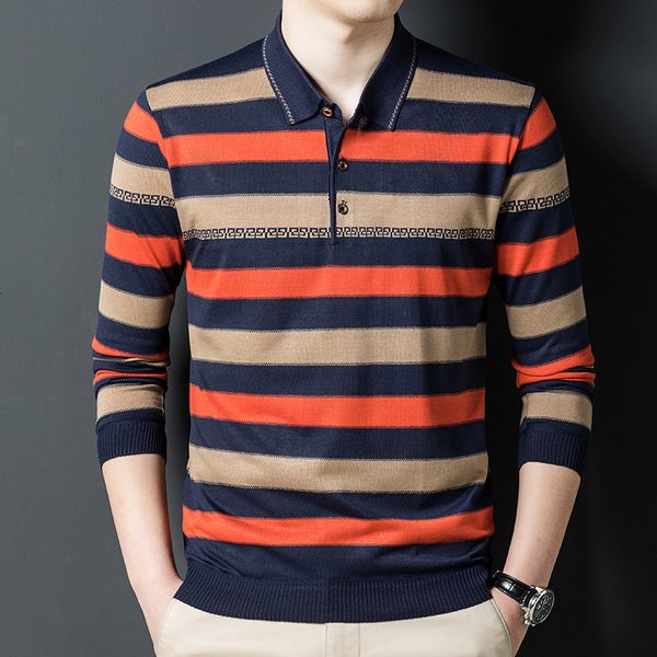 men's polos mlshp autumn winter striped knitted men's polo shirts long sleeve turn down collar business casual male men clothing, White;black
men's polos mlshp autumn winter striped knitted men's polo shirts long sleeve turn down collar business casual male men clothing, White;black