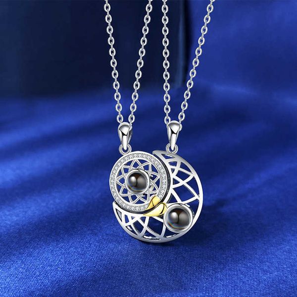 sun-moon projection couple necklace 100 languages i love you heart to heart attachment pendant clavicle chain, Silver
sun-moon projection couple necklace 100 languages i love you heart to heart attachment pendant clavicle chain, Silver