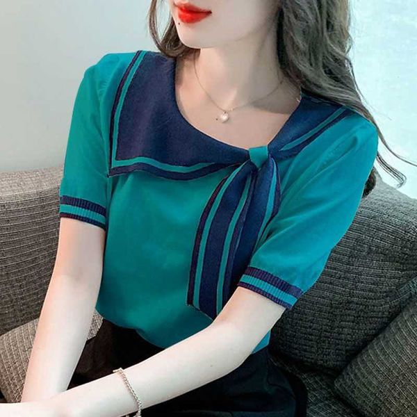 t-shirt ice silk short sleeve 2023 new summer women's fashion fashionable western-style navy neckwear, White
t-shirt ice silk short sleeve 2023 new summer women's fashion fashionable western-style navy neckwear, White
