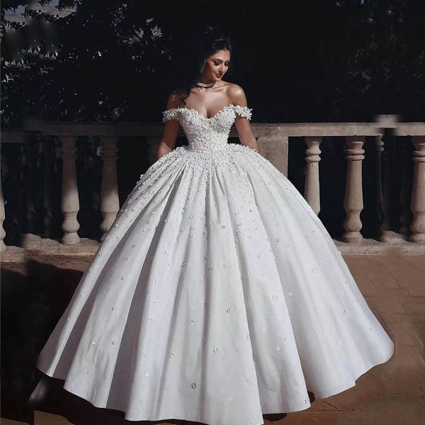 vintage luxurious beading princess stain ball gown off shoulder applique wedding dresses for bridal hand made flowers, White
vintage luxurious beading princess stain ball gown off shoulder applique wedding dresses for bridal hand made flowers, White