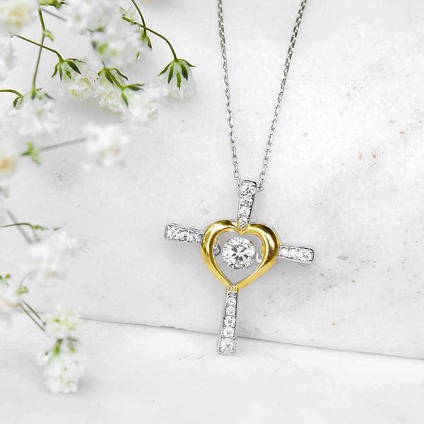 fashion cross pendant necklace smart and pulsating love shaped clavicle chain, Silver
fashion cross pendant necklace smart and pulsating love shaped clavicle chain, Silver