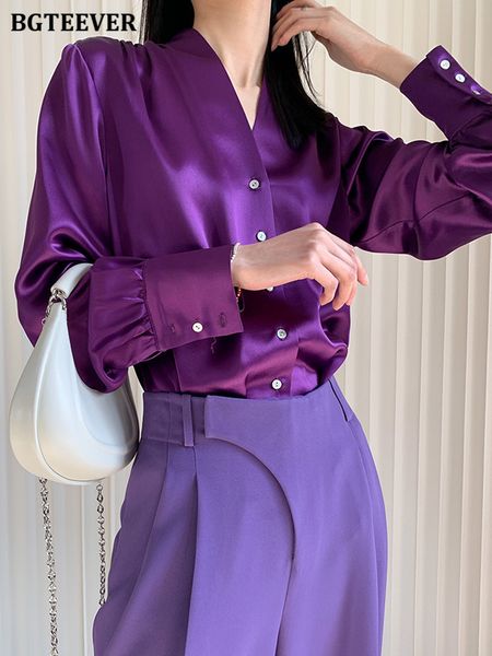 women's blouses shirts bgteever elegant v-neck single-breasted ladies satin blouse summer full sleeve loose women shirts stylish solid, White
women's blouses shirts bgteever elegant v-neck single-breasted ladies satin blouse summer full sleeve loose women shirts stylish solid, White