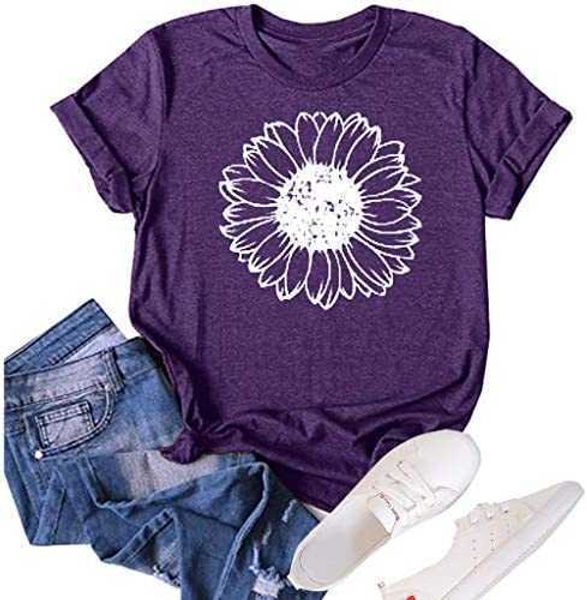 women's summer sunflower t shirt cute flower graphic loose tees crew neck short sleeve casual women cotton blouse6d7q, White
women's summer sunflower t shirt cute flower graphic loose tees crew neck short sleeve casual women cotton blouse6d7q, White