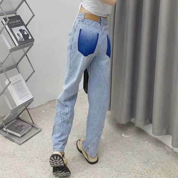 the version of new high-waisted slim irregular leg straight leg denim trousers for women in autumn and winter, Blue
the version of new high-waisted slim irregular leg straight leg denim trousers for women in autumn and winter, Blue