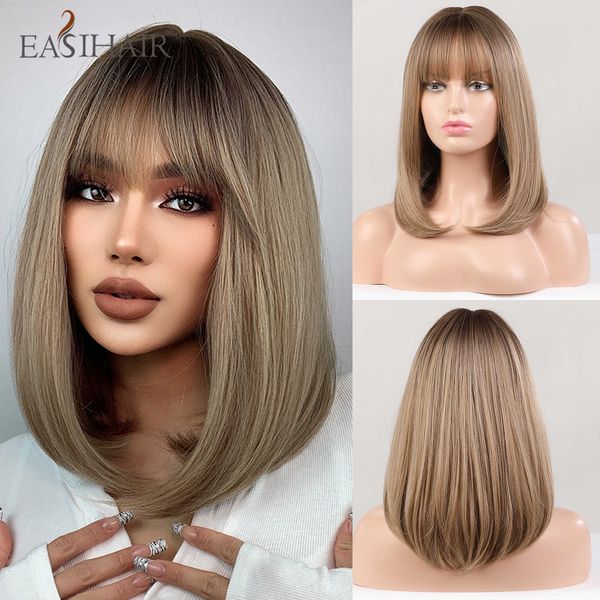 synthetic wigs easihair shoulder length bob wigs for women synthetic hair brown blonde with neat bangs cosplay heat resistant 230227, Black
synthetic wigs easihair shoulder length bob wigs for women synthetic hair brown blonde with neat bangs cosplay heat resistant 230227, Black