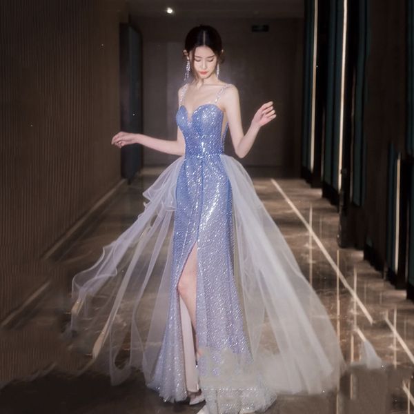 shiny blue evening dress glitter spaghetti strap sweetheart split mermaid split tulle sequined woman party prom gowns french 2023, Black;red
shiny blue evening dress glitter spaghetti strap sweetheart split mermaid split tulle sequined woman party prom gowns french 2023, Black;red