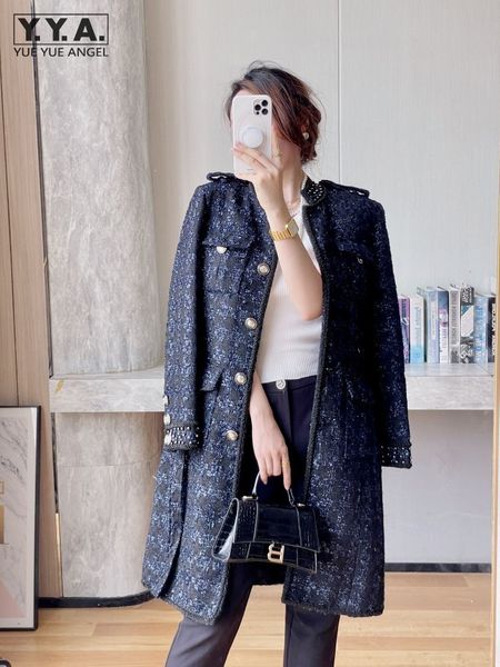 women's wool blends elegant women winter woolen tweed jacket beading collar single breasted slim fit belted long coat ladies windbreake, Black
women's wool blends elegant women winter woolen tweed jacket beading collar single breasted slim fit belted long coat ladies windbreake, Black
