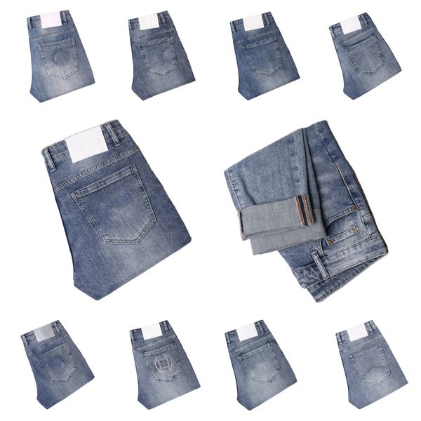 men's jeans spring summer thin denim slim fit european american high-end brand small straight pants xw2072, Blue
men's jeans spring summer thin denim slim fit european american high-end brand small straight pants xw2072, Blue