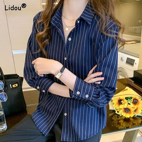 women's blouses shirts women shirt thin single breasted slim spring autumn striped button polo-neck office lady women's clothing l, White
women's blouses shirts women shirt thin single breasted slim spring autumn striped button polo-neck office lady women's clothing l, White