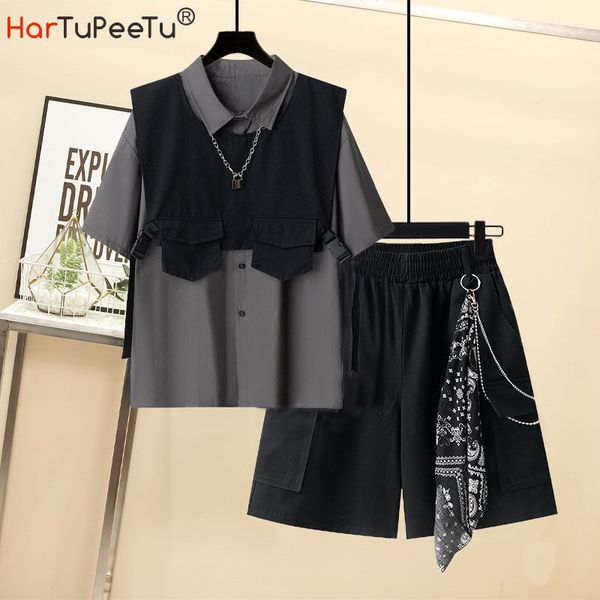 women s two piece pants summer harajuku loose chain cargo shorts t shirt cargo set three suit street wear fashion 230228, White
women s two piece pants summer harajuku loose chain cargo shorts t shirt cargo set three suit street wear fashion 230228, White
