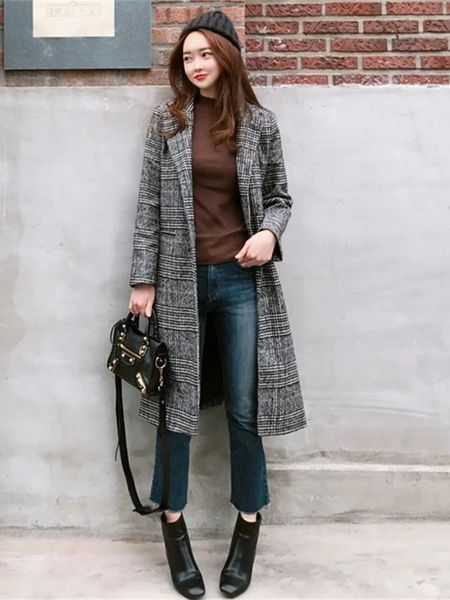 women's wool blends spring autumn plaid coat fashion long slim type female winter woolen jackets outwear 230227, Black
women's wool blends spring autumn plaid coat fashion long slim type female winter woolen jackets outwear 230227, Black