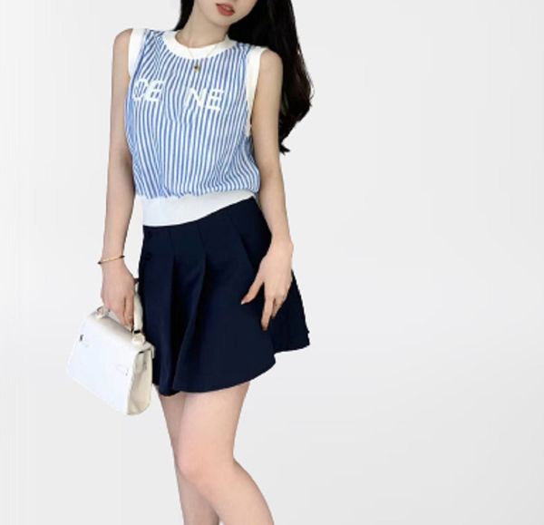 designer women tanks camis vertical stripe sweaters blue color letter tank super bright spring fall loose letter womens knits lady waistcoat, White
designer women tanks camis vertical stripe sweaters blue color letter tank super bright spring fall loose letter womens knits lady waistcoat, White