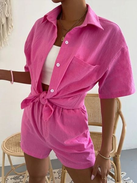 womens two piece pants turndown collar button shirt shorts 2pcs outfits summer short sleeve cotton women sets spring solid simple bow suit 2, White
womens two piece pants turndown collar button shirt shorts 2pcs outfits summer short sleeve cotton women sets spring solid simple bow suit 2, White
