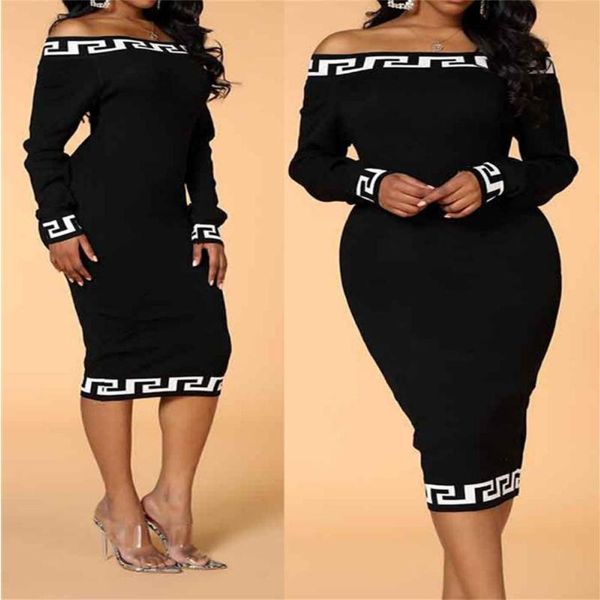 Casual Dresses Women Casual Dresses Knits Long Sleeve Classic Letter Print High Quality Womens Slim Off Shoulder Dress One-piece Skirt Vpow, Black
Casual Dresses Women Casual Dresses Knits Long Sleeve Classic Letter Print High Quality Womens Slim Off Shoulder Dress One-piece Skirt Vpow, Black