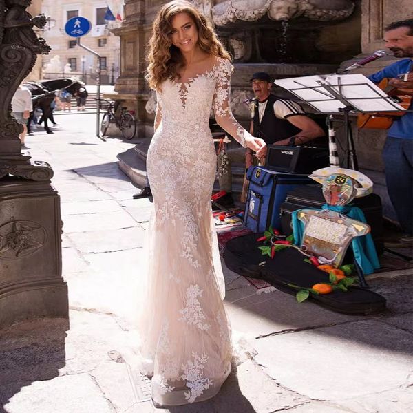 2023 lace mermaid wedding dresses real material bridal gowns jewel neck appliqued country boho beach vestidos de novia, White
2023 lace mermaid wedding dresses real material bridal gowns jewel neck appliqued country boho beach vestidos de novia, White