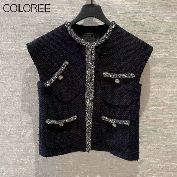 women s vests luxury designer clothes for women 2023 autumn winter vintage o neck sleeveless jaqueta feminina black tweed streetwear 230228, Black;white
women s vests luxury designer clothes for women 2023 autumn winter vintage o neck sleeveless jaqueta feminina black tweed streetwear 230228, Black;white