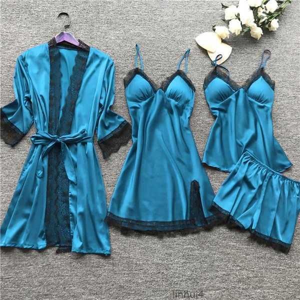 women's sleepwear 4pc silk robe sleep suit womens lace satin pajamas gown set v-neck cami nighties wear pijama female spring home night, Black;red
women's sleepwear 4pc silk robe sleep suit womens lace satin pajamas gown set v-neck cami nighties wear pijama female spring home night, Black;red