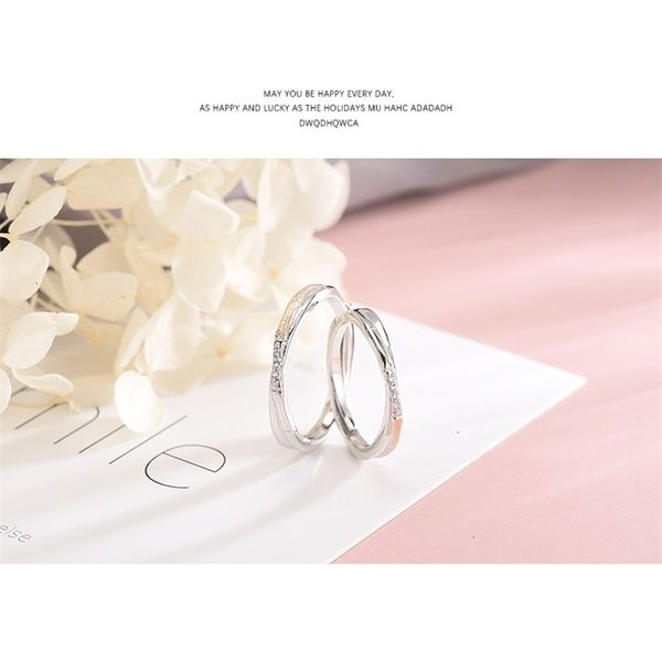 with side stones arrival s925 silver ring lovers couple open 230227
