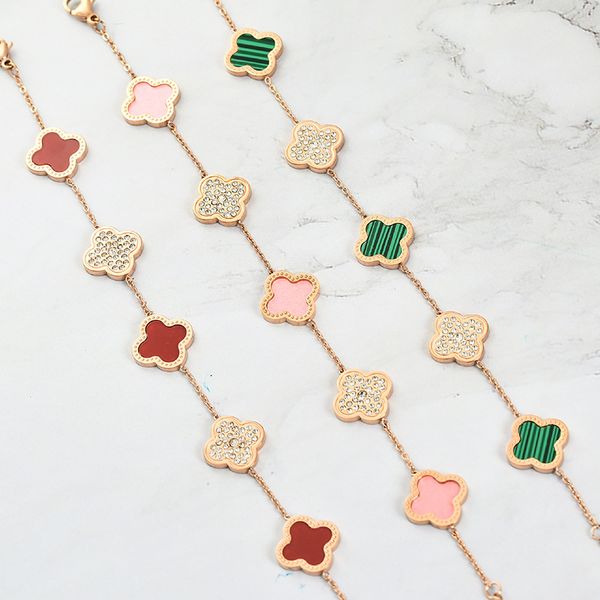 6 colors classic 4/four leaf clover charm bracelets link diamond bangle chain 18k gold shell pearl for women&girls mother's day jewelry, Black
6 colors classic 4/four leaf clover charm bracelets link diamond bangle chain 18k gold shell pearl for women&girls mother's day jewelry, Black