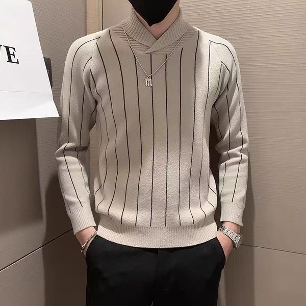 men's sweaters fashion half high collar striped warm knited sweaters jumpers men clothing winter korean casusl wool pullovers 230228, White;black
men's sweaters fashion half high collar striped warm knited sweaters jumpers men clothing winter korean casusl wool pullovers 230228, White;black