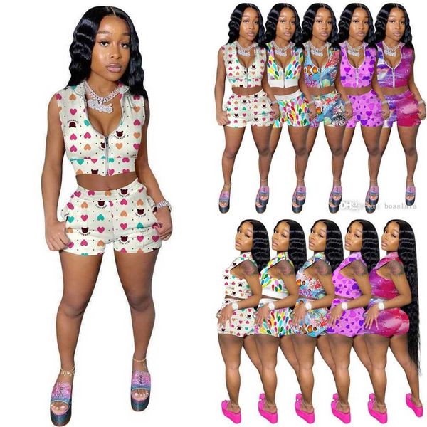 women tracksuits sleeveless ziper and shorts multicolor printing two piece sets yoga outfits gym clothes, Gray
women tracksuits sleeveless ziper and shorts multicolor printing two piece sets yoga outfits gym clothes, Gray