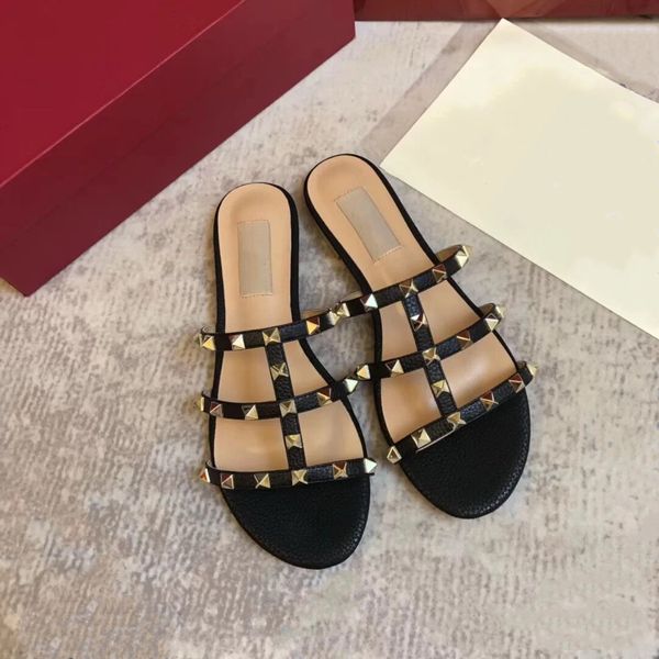 gold slippers for women rivets sandals flat flip flops beach shoes genuine leather summer classics brand women peep toe slipper 35-44, Black
gold slippers for women rivets sandals flat flip flops beach shoes genuine leather summer classics brand women peep toe slipper 35-44, Black