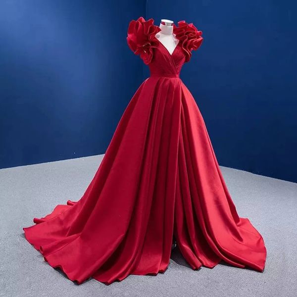 amazing satin red wedding dresses deep v neck bridal gowns short sleeves a line sweep train floor length bridal gowns, White
amazing satin red wedding dresses deep v neck bridal gowns short sleeves a line sweep train floor length bridal gowns, White