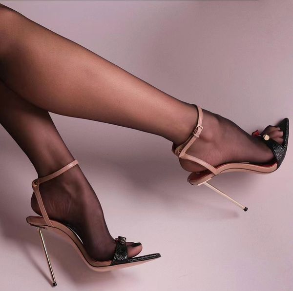 fashion sandals stiletto heels women dress shoes patent 11cm leather ankle strap buckle metal luxury designer pointy summer wedding shoes, Black
fashion sandals stiletto heels women dress shoes patent 11cm leather ankle strap buckle metal luxury designer pointy summer wedding shoes, Black