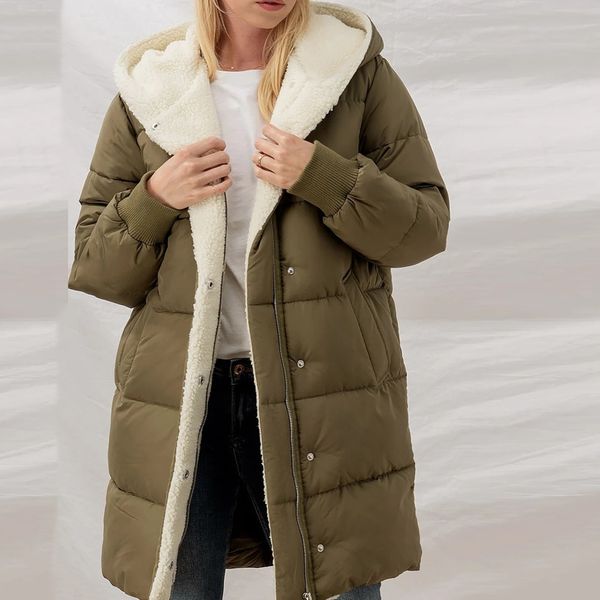 women's wool blends down parkas winter jacket solid color thick slim coat fashion hooded cotton outerwear long woman 230227, Black
women's wool blends down parkas winter jacket solid color thick slim coat fashion hooded cotton outerwear long woman 230227, Black