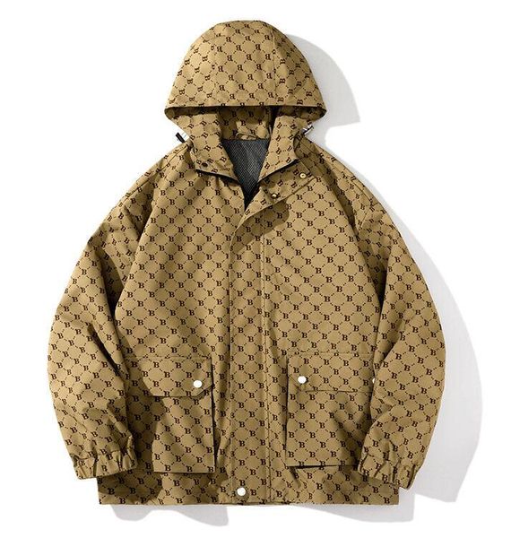 b print hooded windbreaker jacket zip up oversized men designer jacket spring mens coats, Black;brown
b print hooded windbreaker jacket zip up oversized men designer jacket spring mens coats, Black;brown