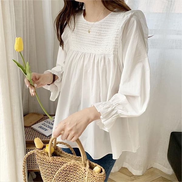 women's blouses shirts fashion o-neck spliced folds princess sleeve blouse female clothing autumn loose casual pullovers all-match swee, White
women's blouses shirts fashion o-neck spliced folds princess sleeve blouse female clothing autumn loose casual pullovers all-match swee, White
