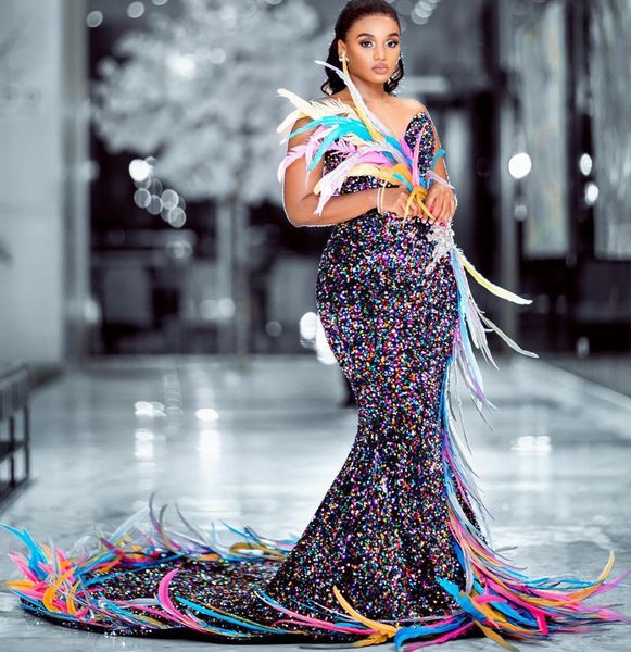 2023 arabic aso ebi colorful mermaid prom dresses feather sequined lace evening formal party second reception birthday engagement 306d, Black
2023 arabic aso ebi colorful mermaid prom dresses feather sequined lace evening formal party second reception birthday engagement 306d, Black