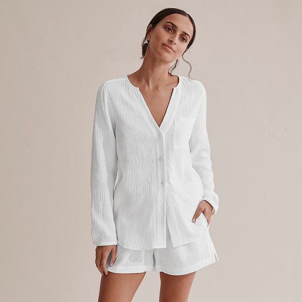 womens sleepwear hiloc pocket white cotton suits with shorts female lacing long sleeves set woman 2 pieces vneck women pajama spring 230228, Black;red
womens sleepwear hiloc pocket white cotton suits with shorts female lacing long sleeves set woman 2 pieces vneck women pajama spring 230228, Black;red