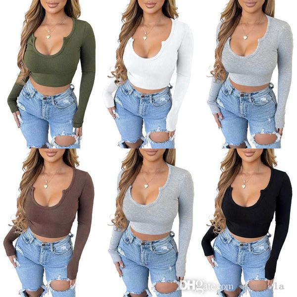 designer womens t-shirt fashion solid color pit strip u neck long sleeve bodycon crop spring fall women clothing xs-xl, White
designer womens t-shirt fashion solid color pit strip u neck long sleeve bodycon crop spring fall women clothing xs-xl, White