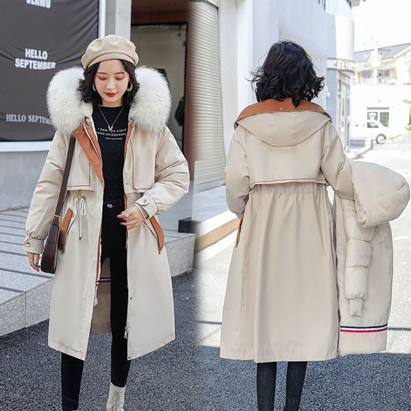women's wool blends winter cotton parkas coat for women flocking warm long jacket knee length hooded coats 230227, Black
women's wool blends winter cotton parkas coat for women flocking warm long jacket knee length hooded coats 230227, Black