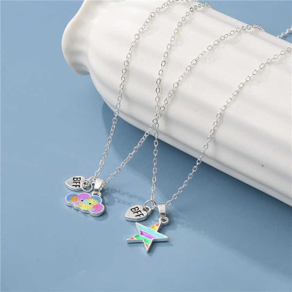sweet popular children's necklace jewelry bff colorful five pointed star cloud multi-layer alloy oil dripping necklace, Silver
sweet popular children's necklace jewelry bff colorful five pointed star cloud multi-layer alloy oil dripping necklace, Silver