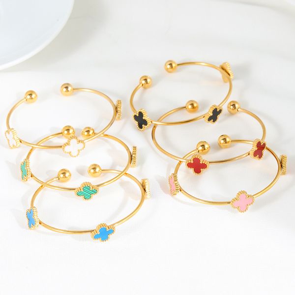 ladies bracelet gold 4 clover leaf charm 18k gold stainless steel jewelry colorful adjustable size exquisite light luxury bracelet for women, Black
ladies bracelet gold 4 clover leaf charm 18k gold stainless steel jewelry colorful adjustable size exquisite light luxury bracelet for women, Black