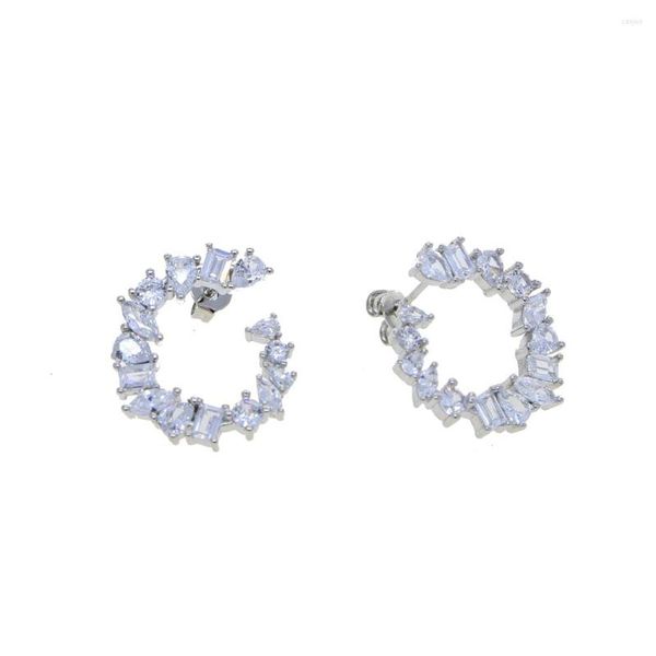 stud earrings fashion full white cz stones for women geometirc gold color circle brincos 2023 trend jewelry gift, Golden;silver
stud earrings fashion full white cz stones for women geometirc gold color circle brincos 2023 trend jewelry gift, Golden;silver