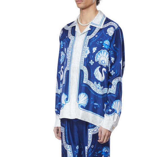 casablanca hawaii beach shirt men and women fashion plat a dessert blue twill silk shirt, White;black
casablanca hawaii beach shirt men and women fashion plat a dessert blue twill silk shirt, White;black
