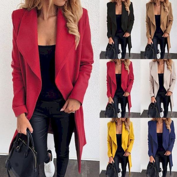 women's wool blends winter coats and jacket casual blazers lapel midlength woolen for ladies elegant long female clothing 230227, Black
women's wool blends winter coats and jacket casual blazers lapel midlength woolen for ladies elegant long female clothing 230227, Black