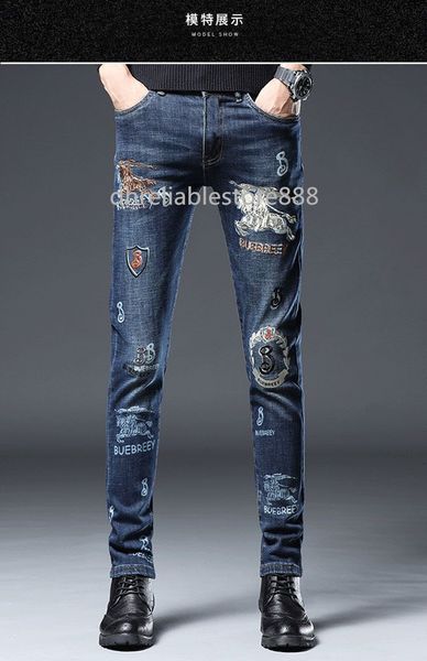 brand designer men's jeans embroidered men's berry fashion slim fit feet fashion men's high-end versatile elastic pants, Blue
brand designer men's jeans embroidered men's berry fashion slim fit feet fashion men's high-end versatile elastic pants, Blue